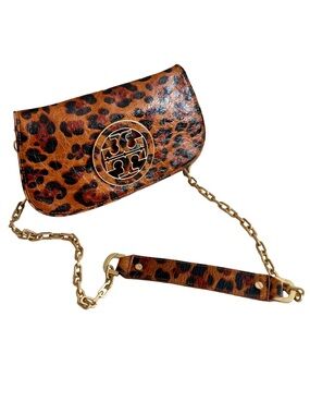 Tory Burch Leopard Embossed Leather Chain Crossbody Bag